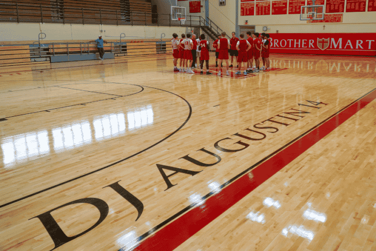Brother Martin Basketball Team Practices in Newly Renovated Gym
