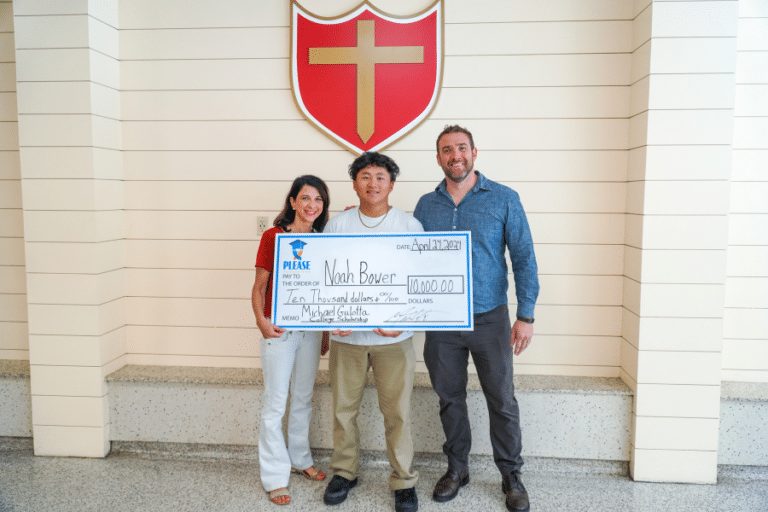 Brother Martin Senior Noah Bower ’24 Surprised with Scholarship by Michael Gulotta ’98 and Yvette Endom of PLEASE Foundation