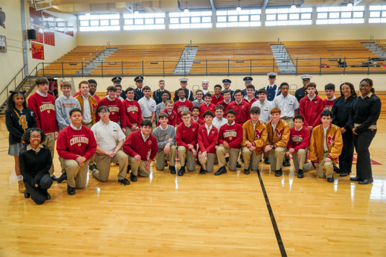 Joint Armed Forces Color Guard Visits Brother Martin Before Super Bowl Presentation