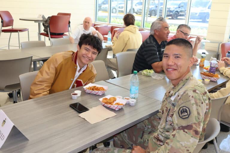 Legacy students enjoy lunch with their Alumni dads
